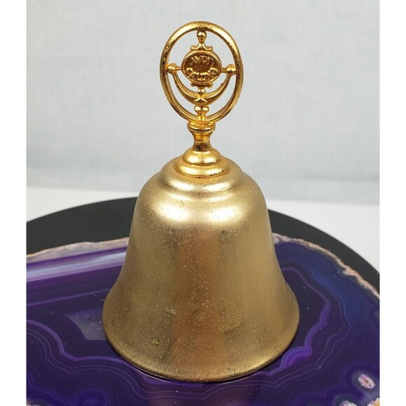 Vintage Brass Bell with AVON CALLING Design on the Handle Size 3" X 2" It Sounds - Picture 9 of 11